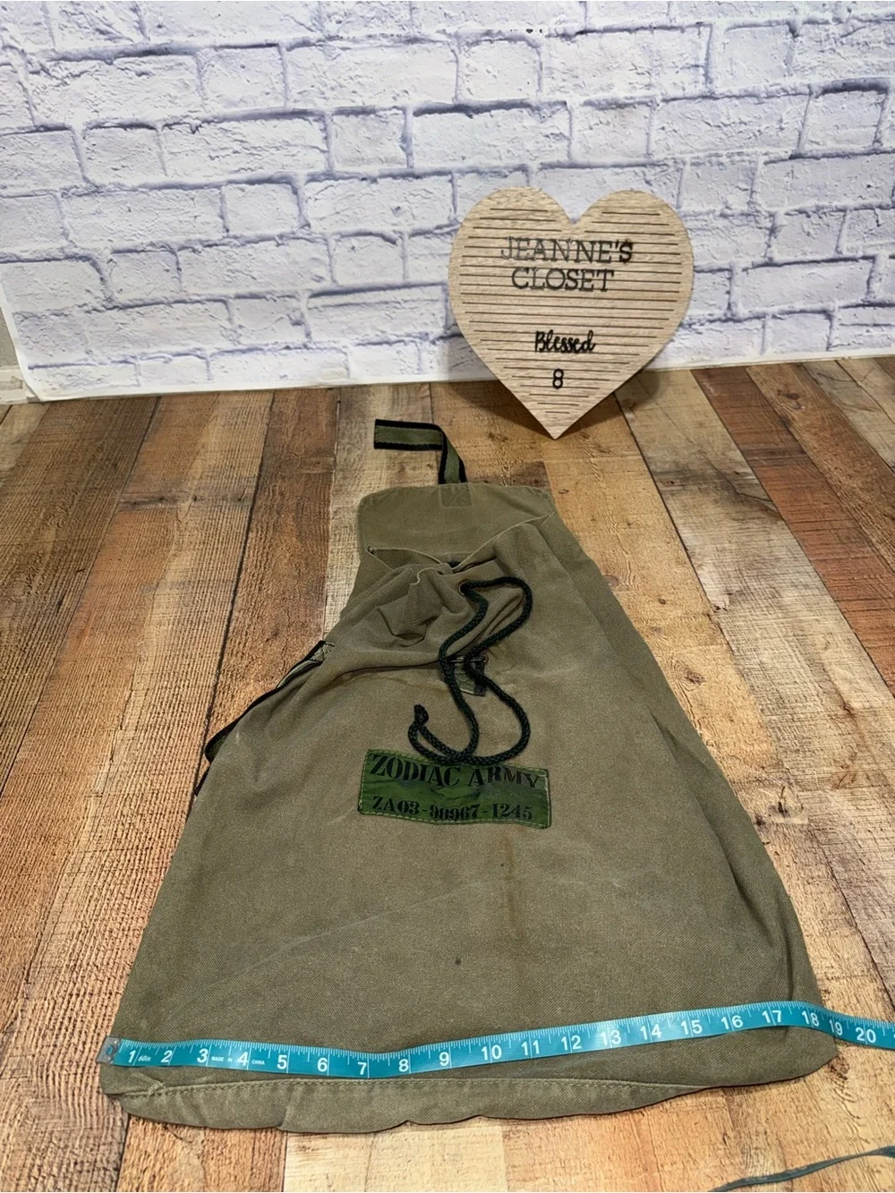 Zodiac Army Olive Drab Canvas Drawstring Backpack Rucksack ZA03-98967-1245